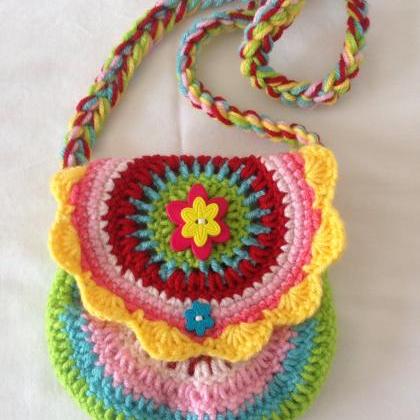 Crochet Bright Purse Small Purse Colorful Purse..