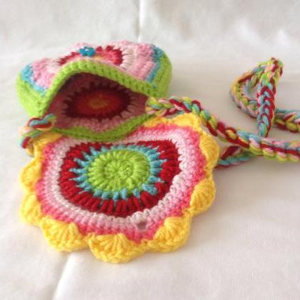 Crochet Bright Purse Small Purse Colorful Purse..