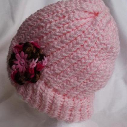 Pink Knit Hat, Knit Baby Hat, Girl Knit Hat,..