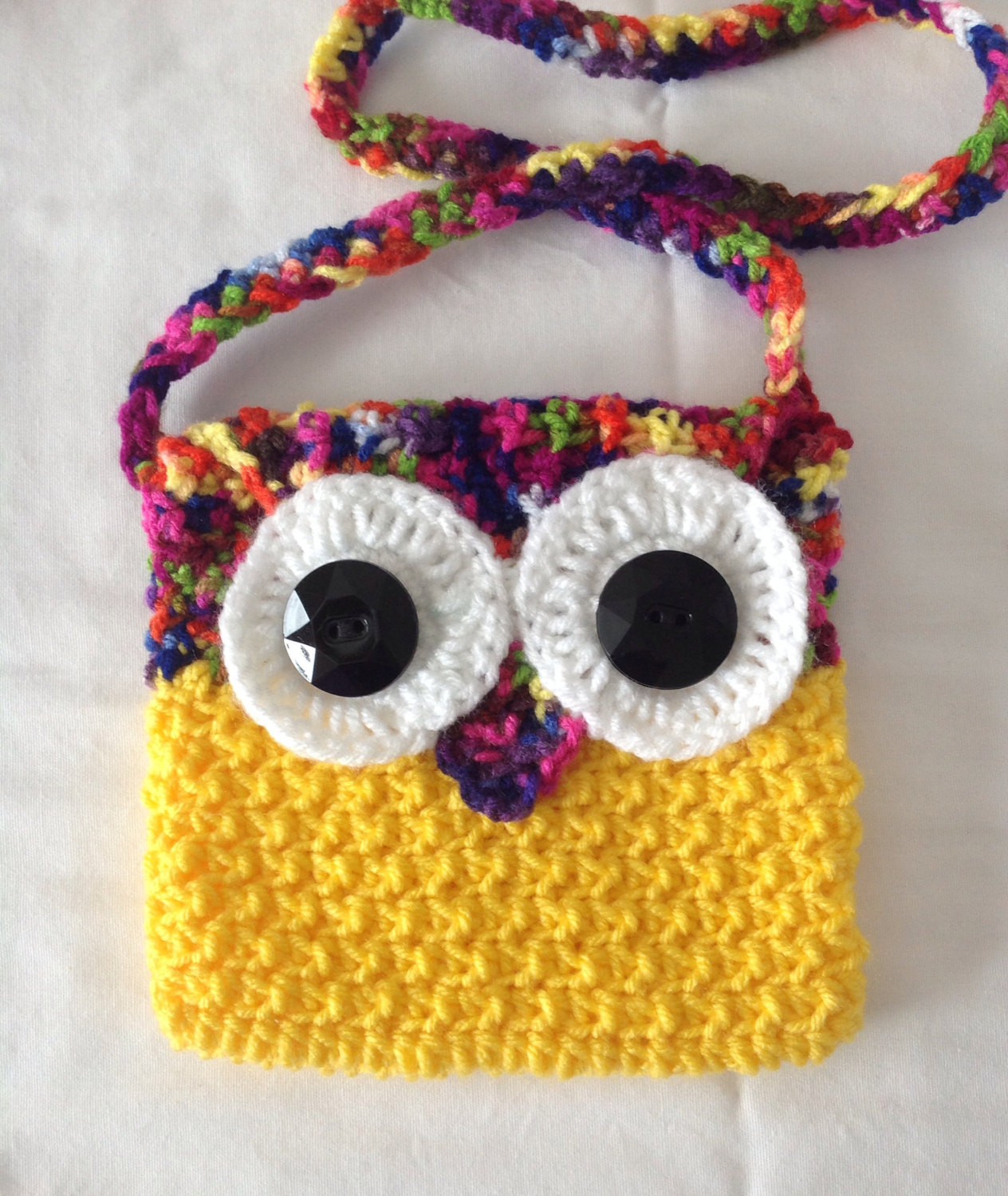 Crochet Girl's Purse Bright Yellow Hand Bag Owl Purse Crochet Bag Handmade Purse Yellow Owl
