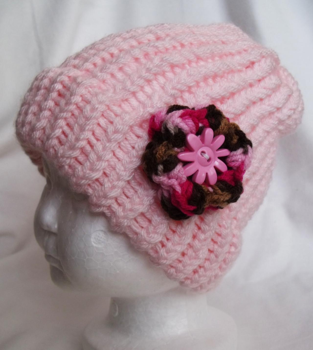 Pink Knit Hat, Knit Baby Hat, Girl Knit Hat, Toddler Knit Hat,