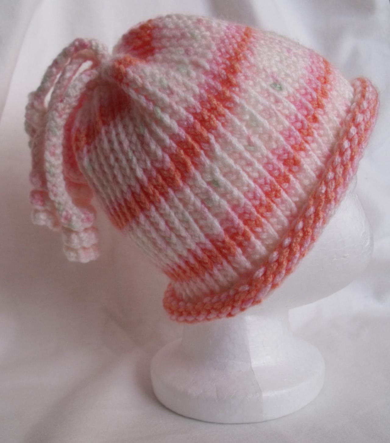 Knit Baby Hat, Girl Knit Hat, Newborn Knit Hat, Knit Pastel Child Hat,